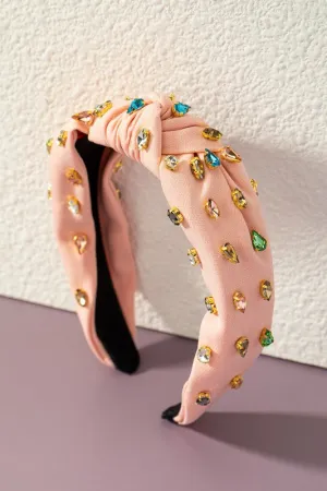 Korra Pink Multi Color Rhinestone Embellished Headband