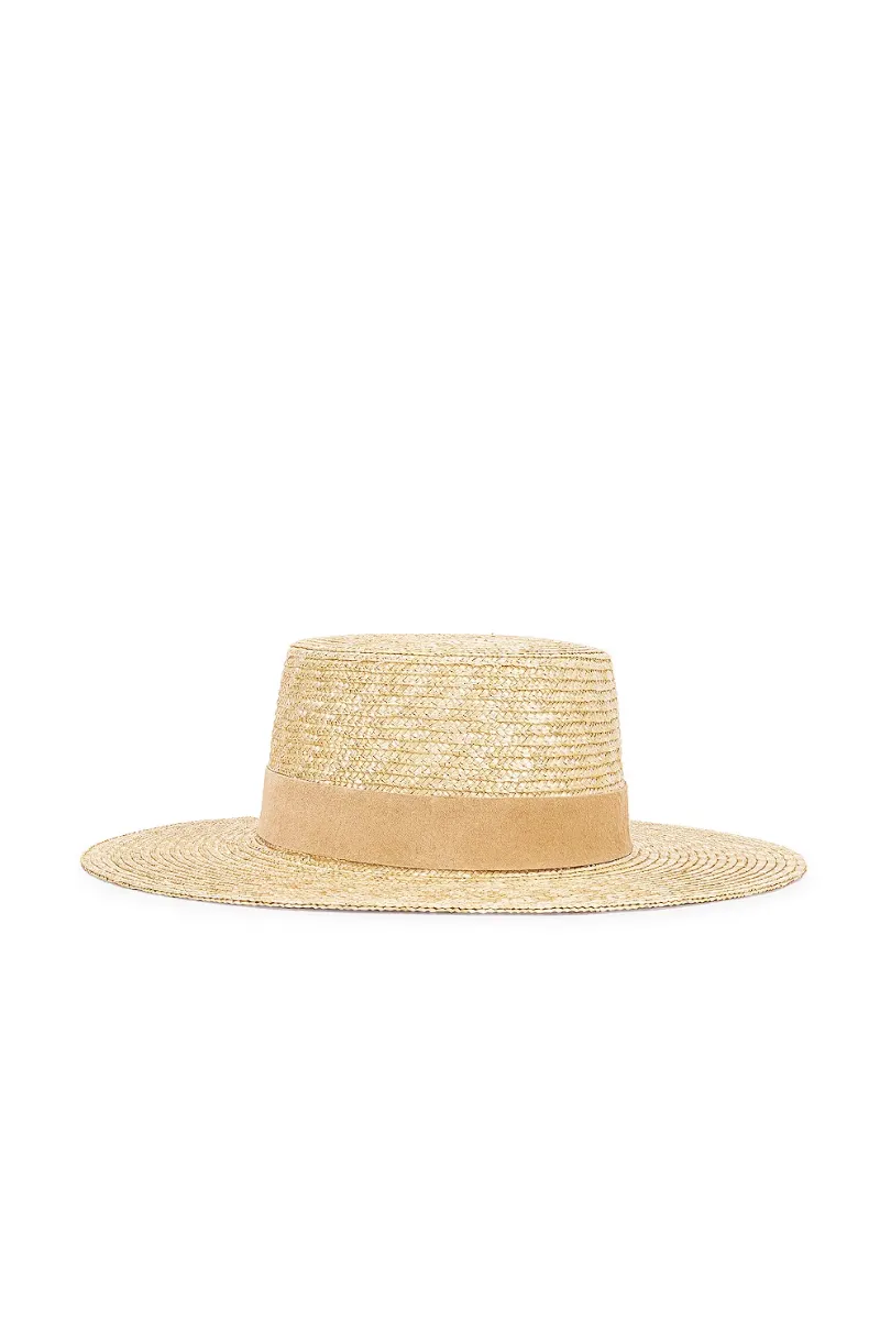 Lack of Color The Spencer Boater Straw Hat in Natural/Camel