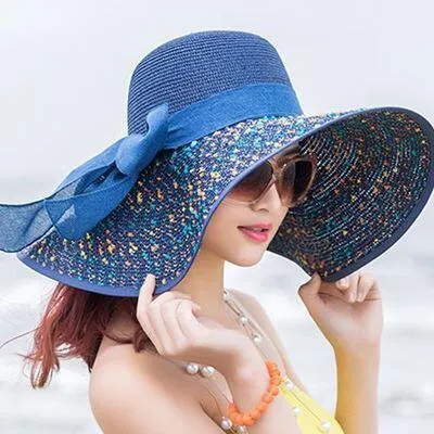 Large Brim Dots Floppy Hat Sun Hat Beach Women Hat Foldable Summer UV Protect Travel Casual Hat Female