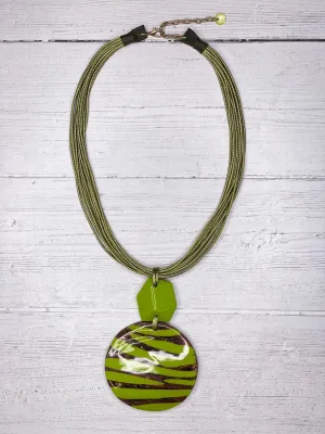 Lime Multi Strands Hand painted Wood Pendant Alisha D Women's Necklace
