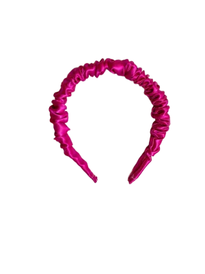 Little Lopers Ruched Satin Headband: Hot Pink