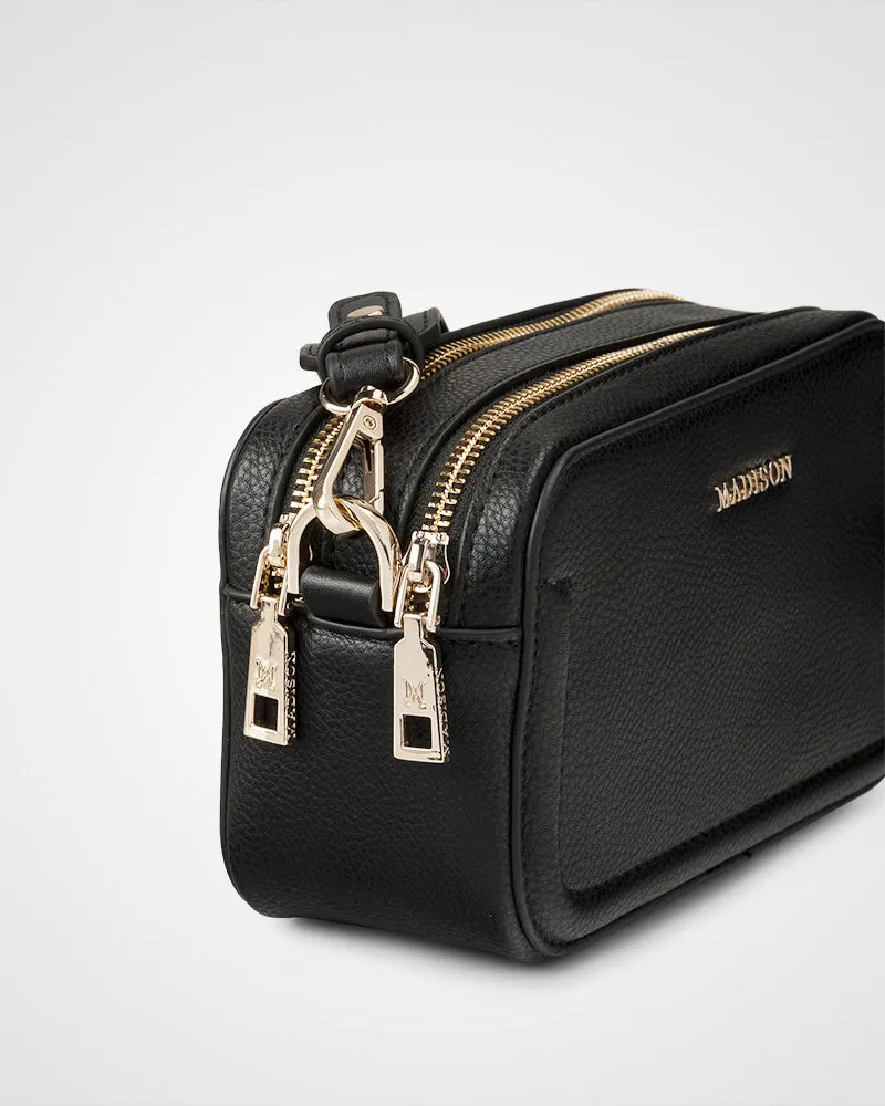 Maddie Double Zip Camera Crossbody Bag with Wide Strap