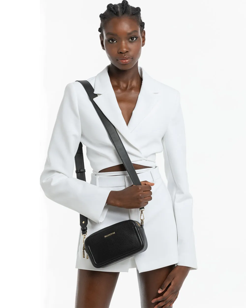 Maddie Double Zip Camera Crossbody Bag with Wide Strap