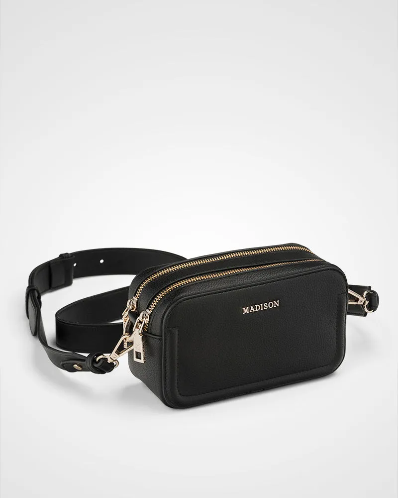 Maddie Double Zip Camera Crossbody Bag with Wide Strap