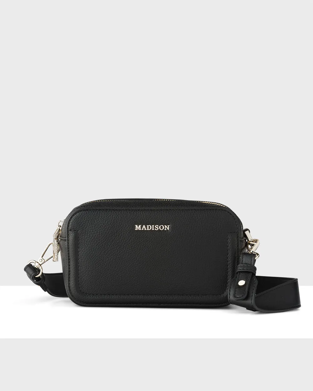 Maddie Double Zip Camera Crossbody Bag with Wide Strap