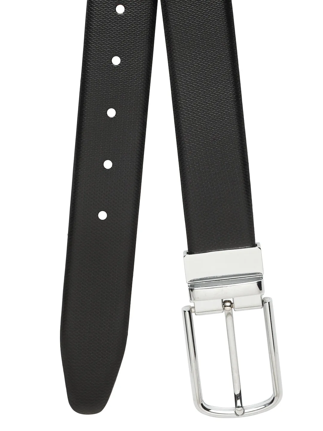 Men's Black & Brown Texture and patterned Reversible Leather Belt