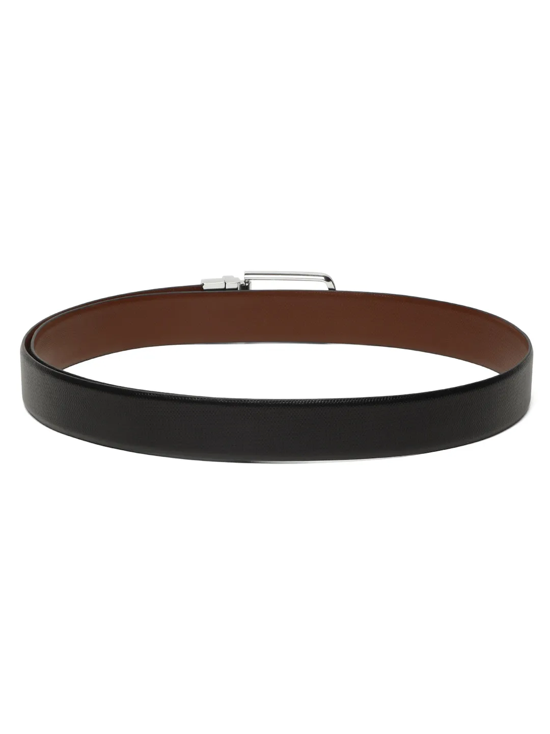 Men's Black & Brown Texture and patterned Reversible Leather Belt