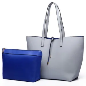 Miss Lulu Women Reversible Contrast Shopper Tote Bag - Stylish & Versatile Grey Tote