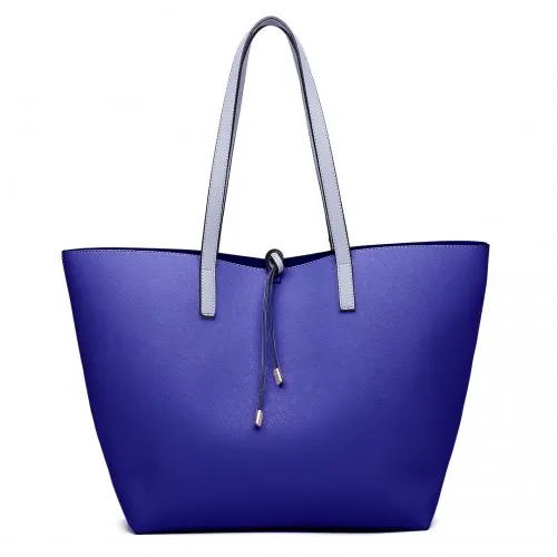 Miss Lulu Women Reversible Contrast Shopper Tote Bag - Stylish & Versatile Grey Tote