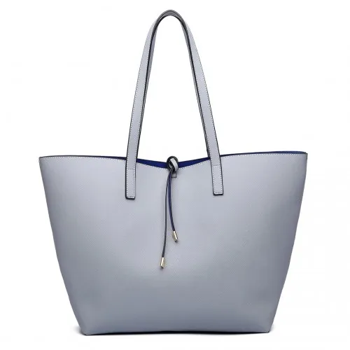 Miss Lulu Women Reversible Contrast Shopper Tote Bag - Stylish & Versatile Grey Tote