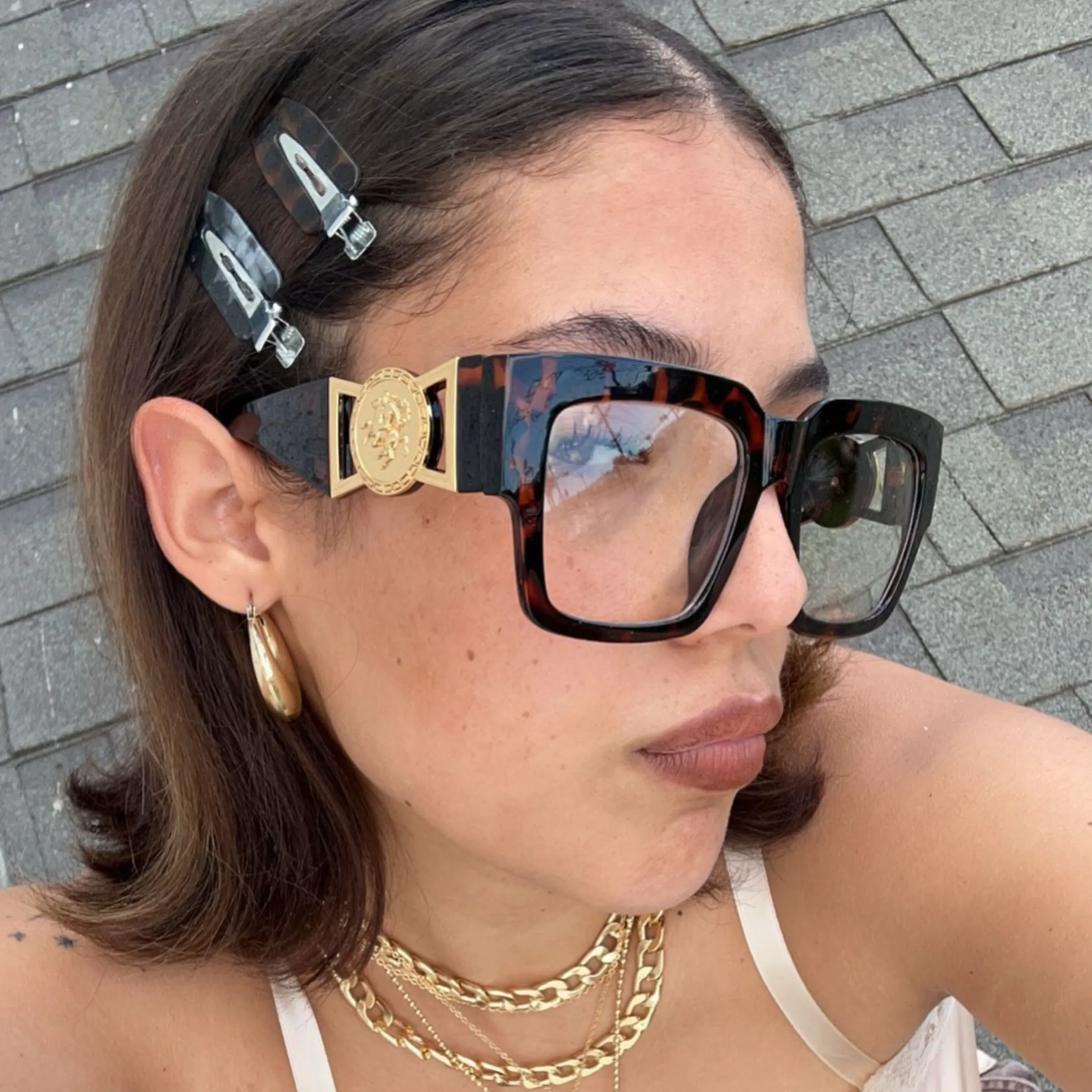 MS.FRIZZLE Clear Chunky Square Glasses