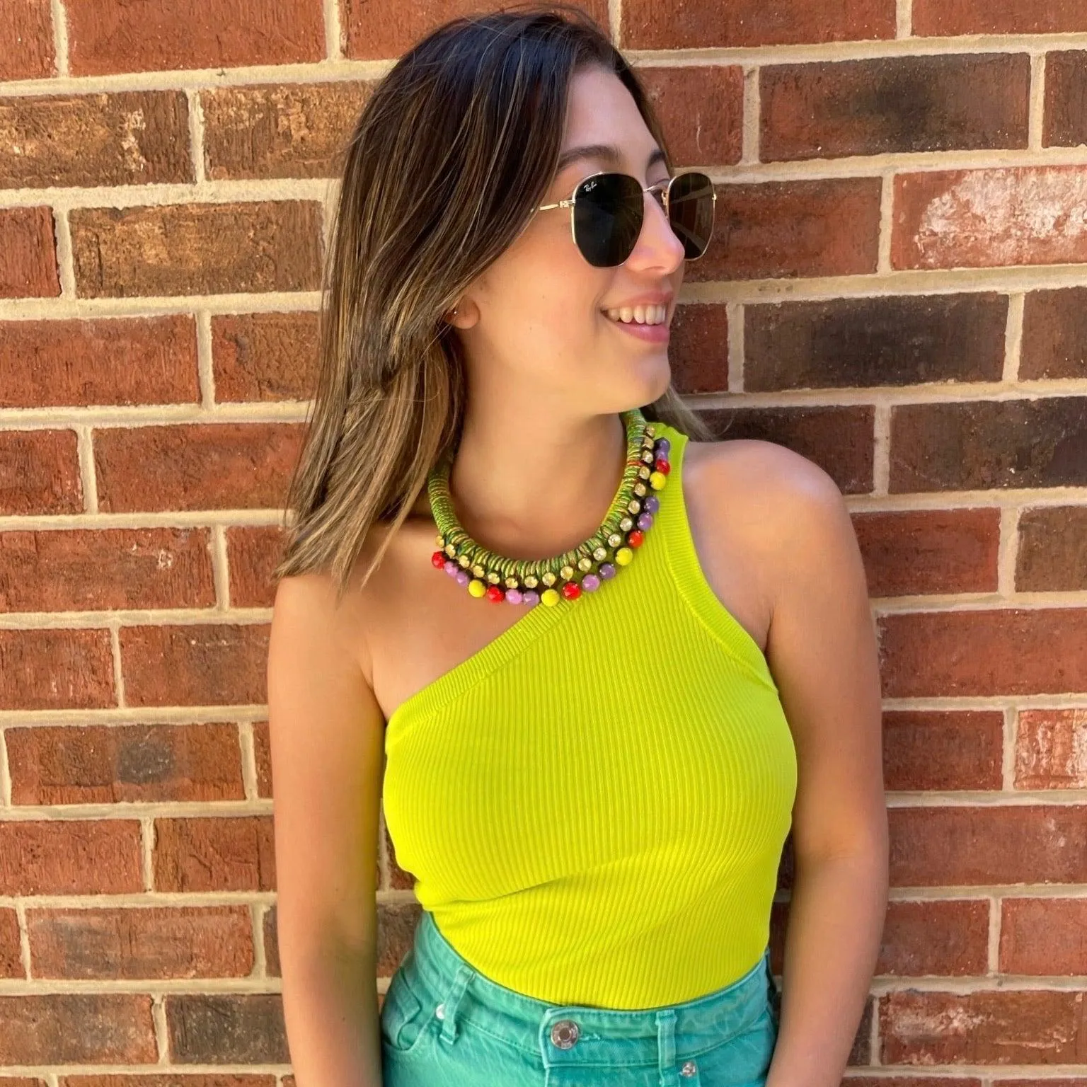 Multicolor Glass Stones Short Necklace