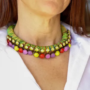 Multicolor Glass Stones Short Necklace