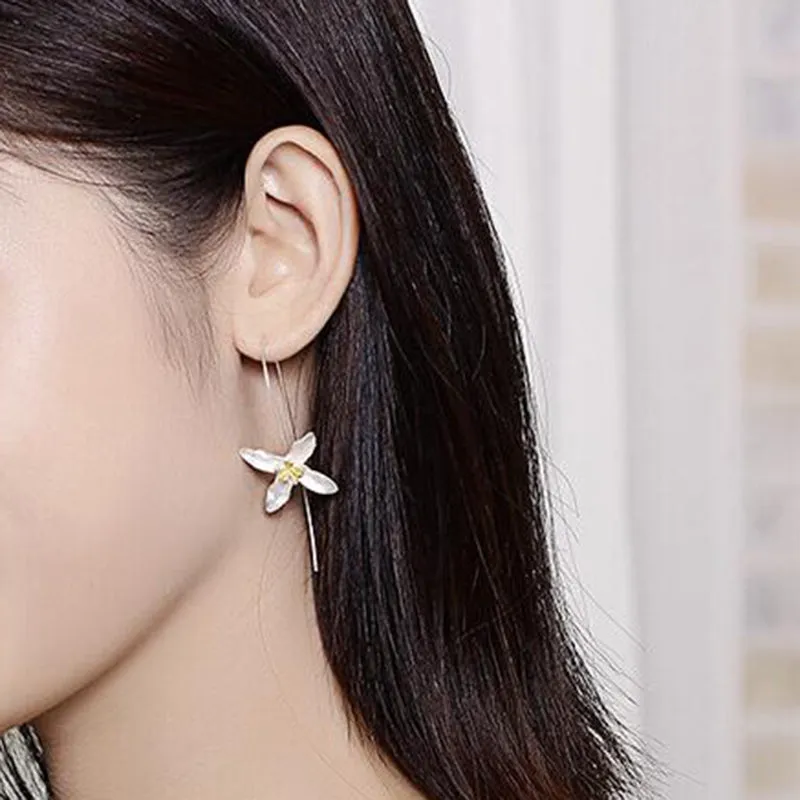 Open Lily Gold Tipped .925 Sterling Silver Earrings