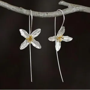 Open Lily Gold Tipped .925 Sterling Silver Earrings