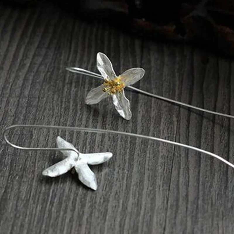 Open Lily Gold Tipped .925 Sterling Silver Earrings
