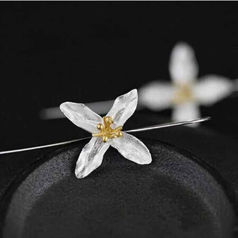 Open Lily Gold Tipped .925 Sterling Silver Earrings