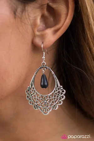 Paparazzi Earring ~ Call Of The WILDFLOWERS  - Black
