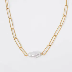 Paperclip Freshwater Pearl Necklace