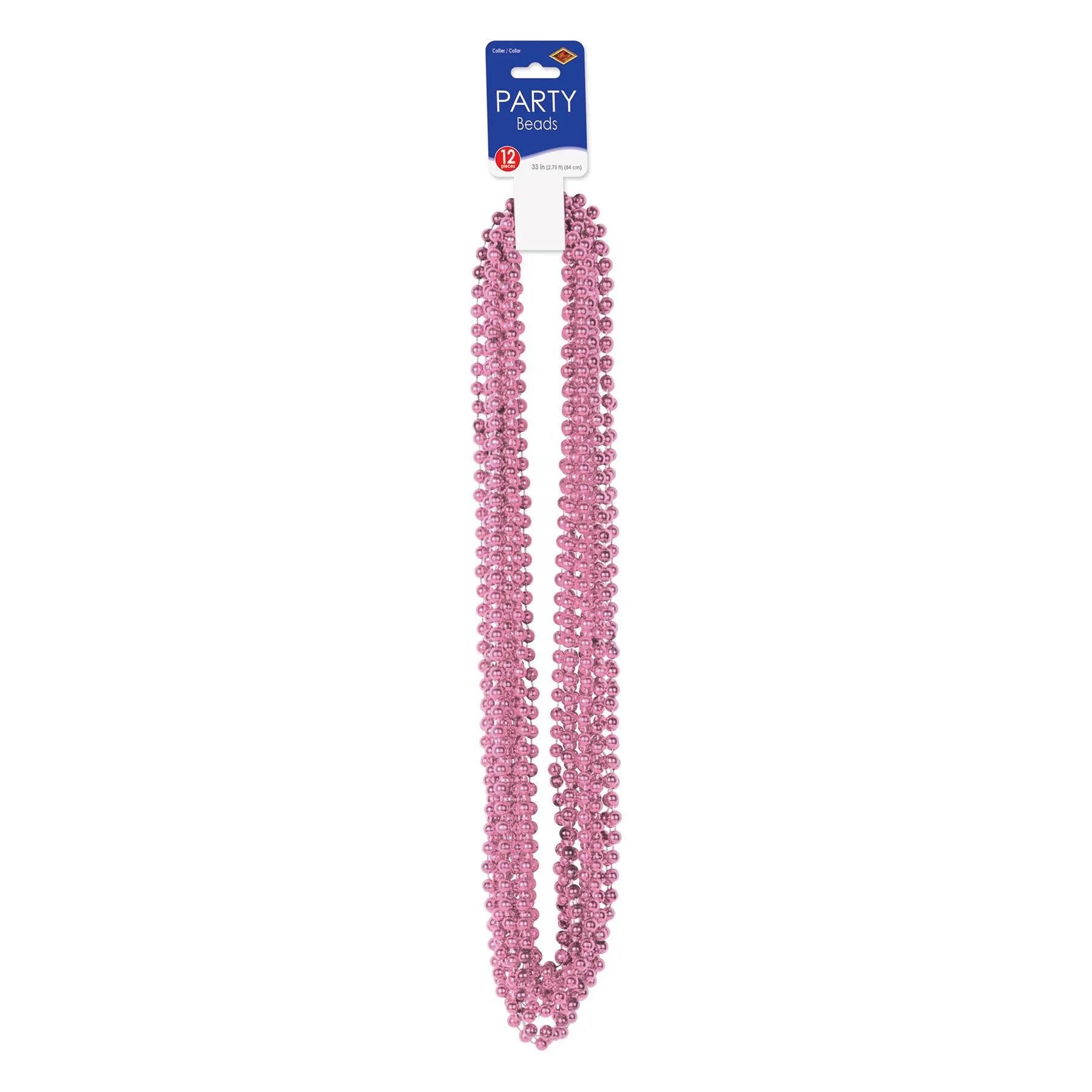 Party Bead Necklaces - Small Round pink (12 per Package)