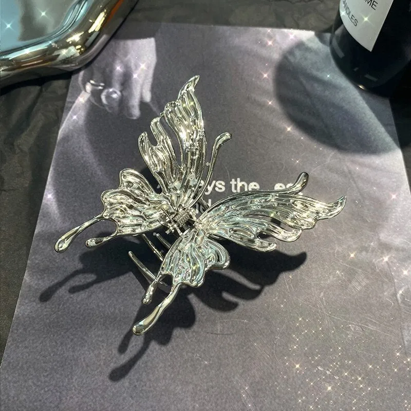 Pearl Lily Hair Clips with Butterfly Tassel