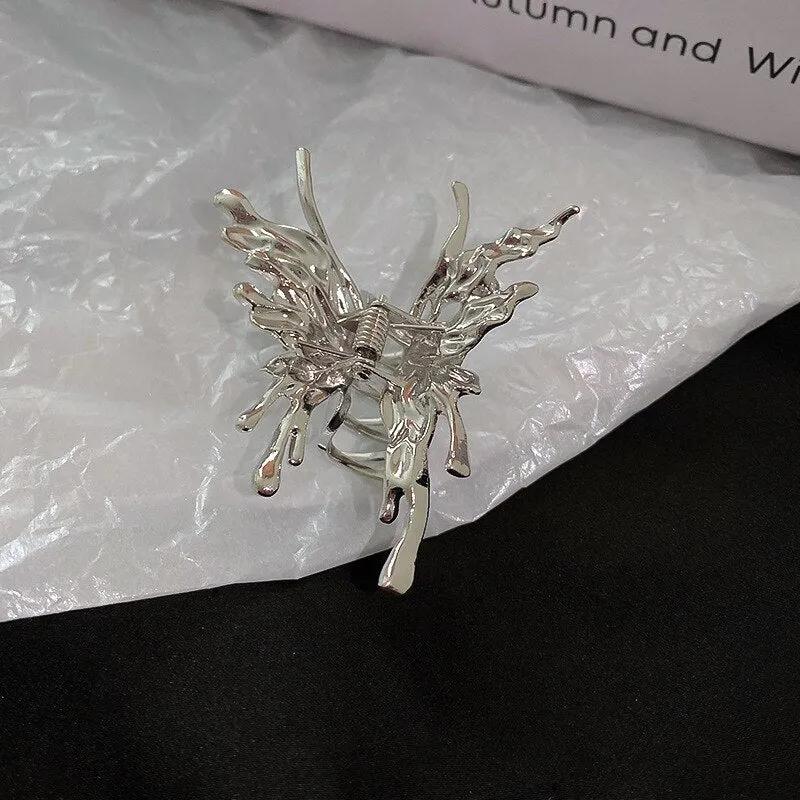 Pearl Lily Hair Clips with Butterfly Tassel