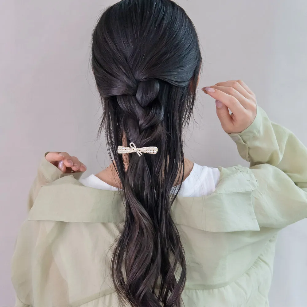 Pearl Pave Bow Pinch Clip