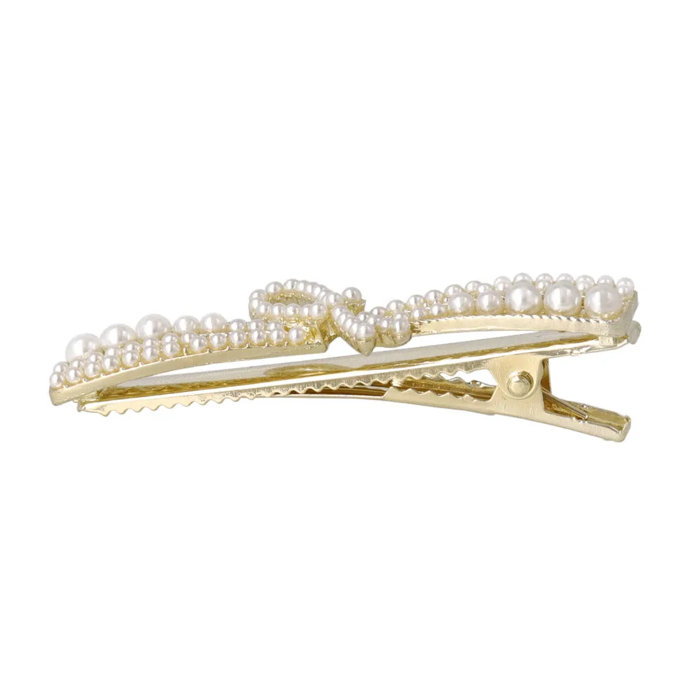 Pearl Pave Bow Pinch Clip