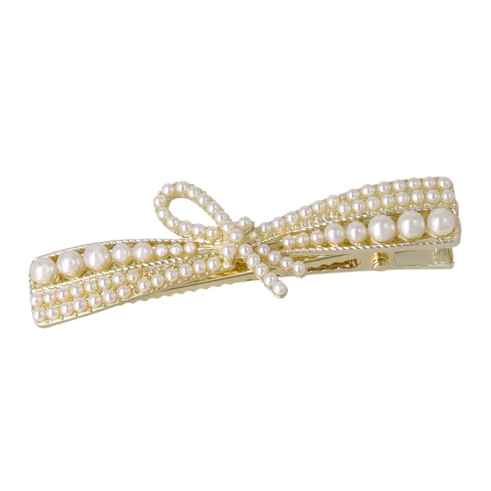 Pearl Pave Bow Pinch Clip