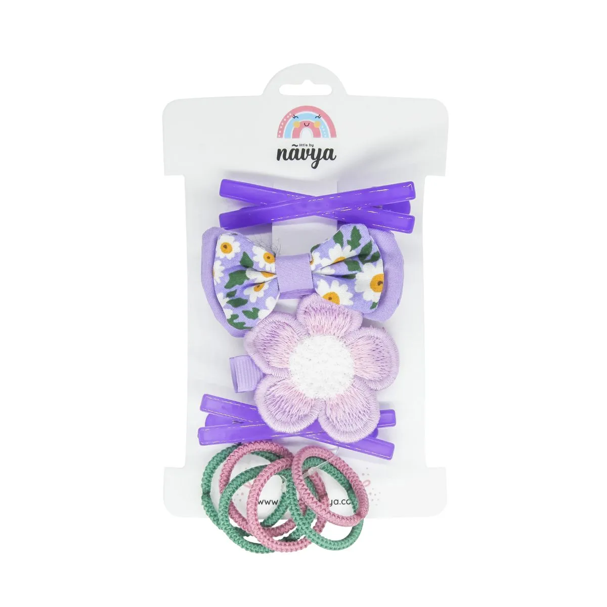 Picture Purrfect Set of 5 - Tic Tac Hair Clips, Rubberbands and Barrettes - Purple (2-5 Years)