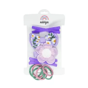 Picture Purrfect Set of 5 - Tic Tac Hair Clips, Rubberbands and Barrettes - Purple (2-5 Years)