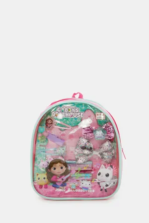 Pink And Blue Gabby's Dollhouse Hair Accessories Backpack (13 Piece)
