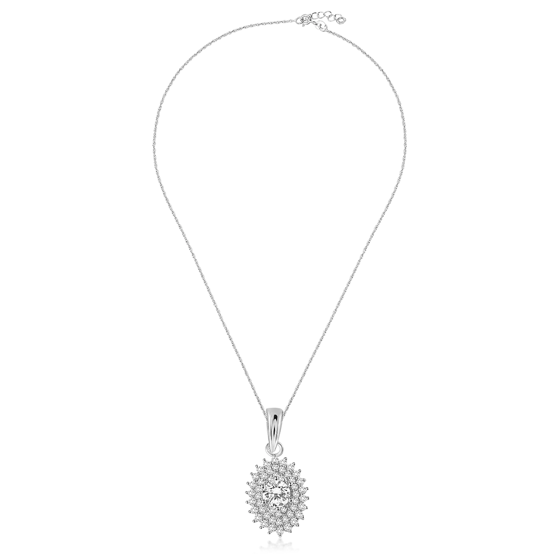 Radiant OLLUU Silver Eye Necklace Set Genuine 925 Stamped Adjustable Chain