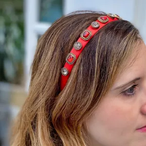 Red Headband Red Hair Band Vintage Headband