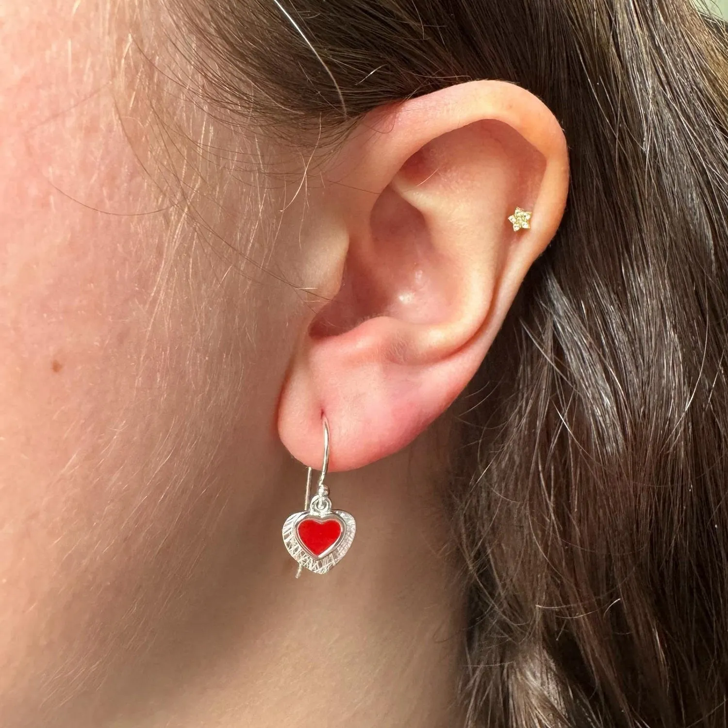 Red Love Heart Earrings