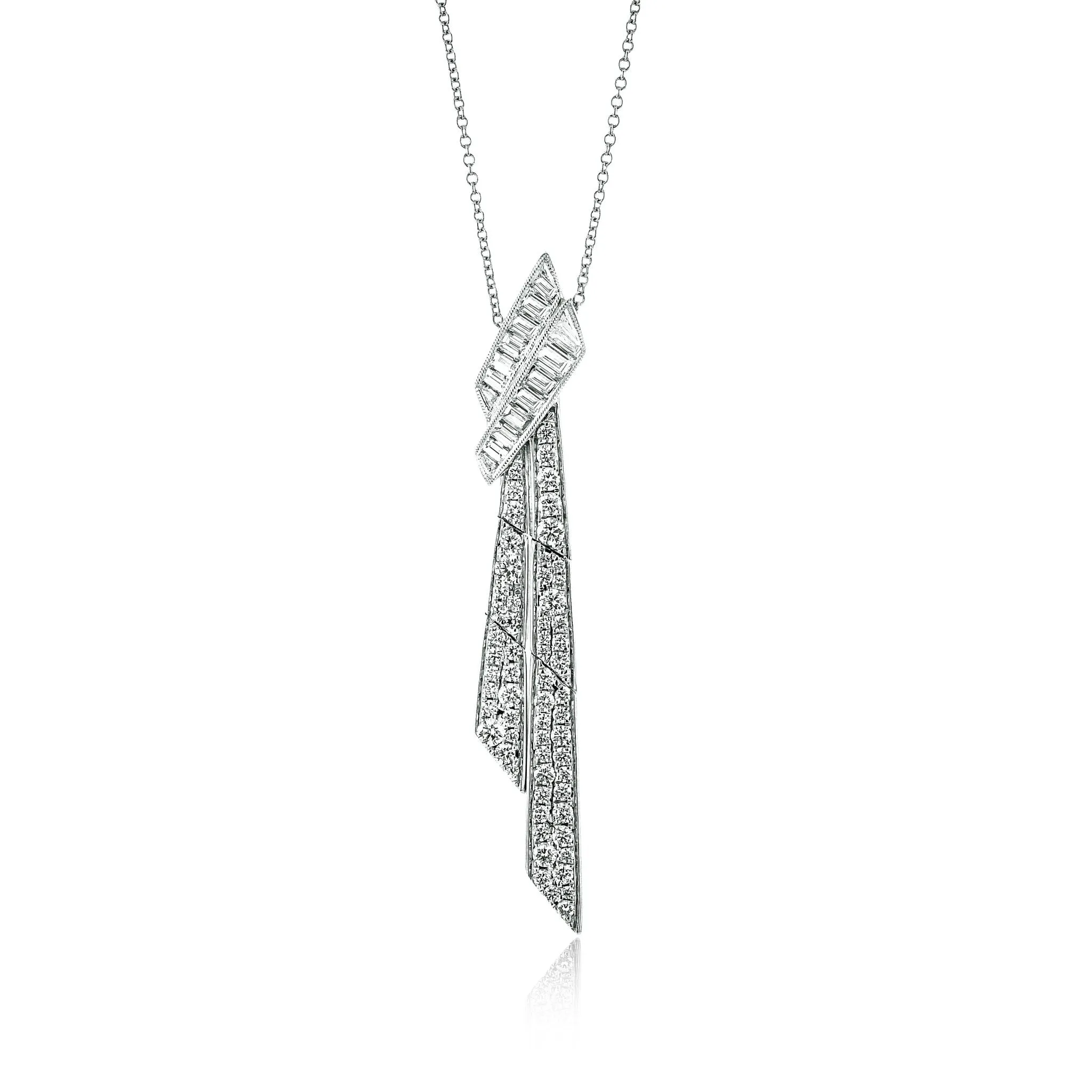 Ribbon Pendant in 18k Gold with Diamonds