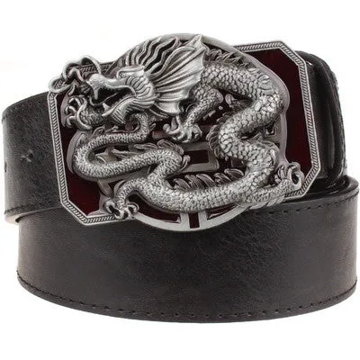 Rock Style Chinese Dragon Buckle Men Belt