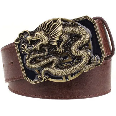 Rock Style Chinese Dragon Buckle Men Belt