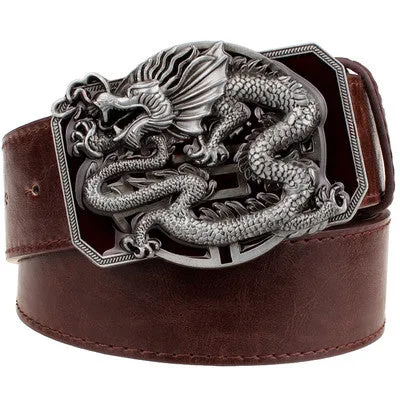 Rock Style Chinese Dragon Buckle Men Belt