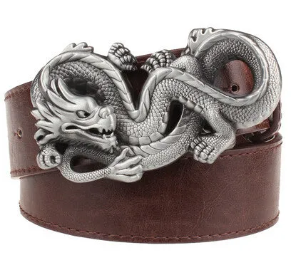 Rock Style Chinese Dragon Buckle Men Belt