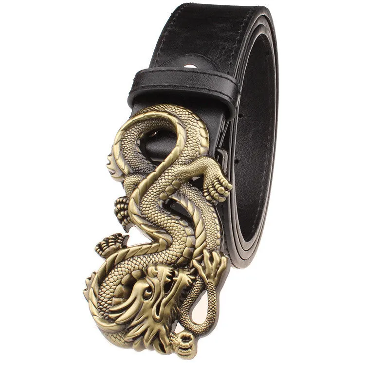 Rock Style Chinese Dragon Buckle Men Belt