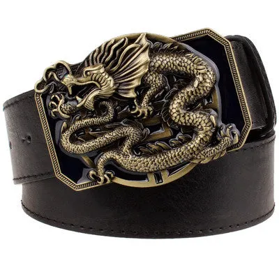 Rock Style Chinese Dragon Buckle Men Belt