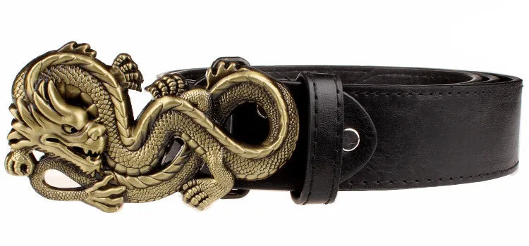 Rock Style Chinese Dragon Buckle Men Belt