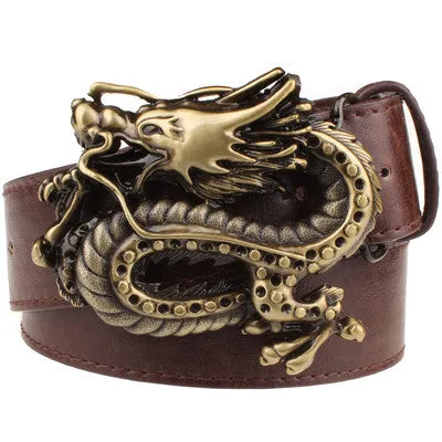 Rock Style Chinese Dragon Buckle Men Belt