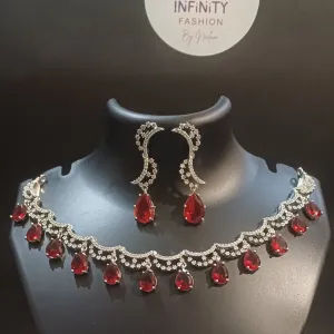 Rubylicious statement necklace with designer earrings