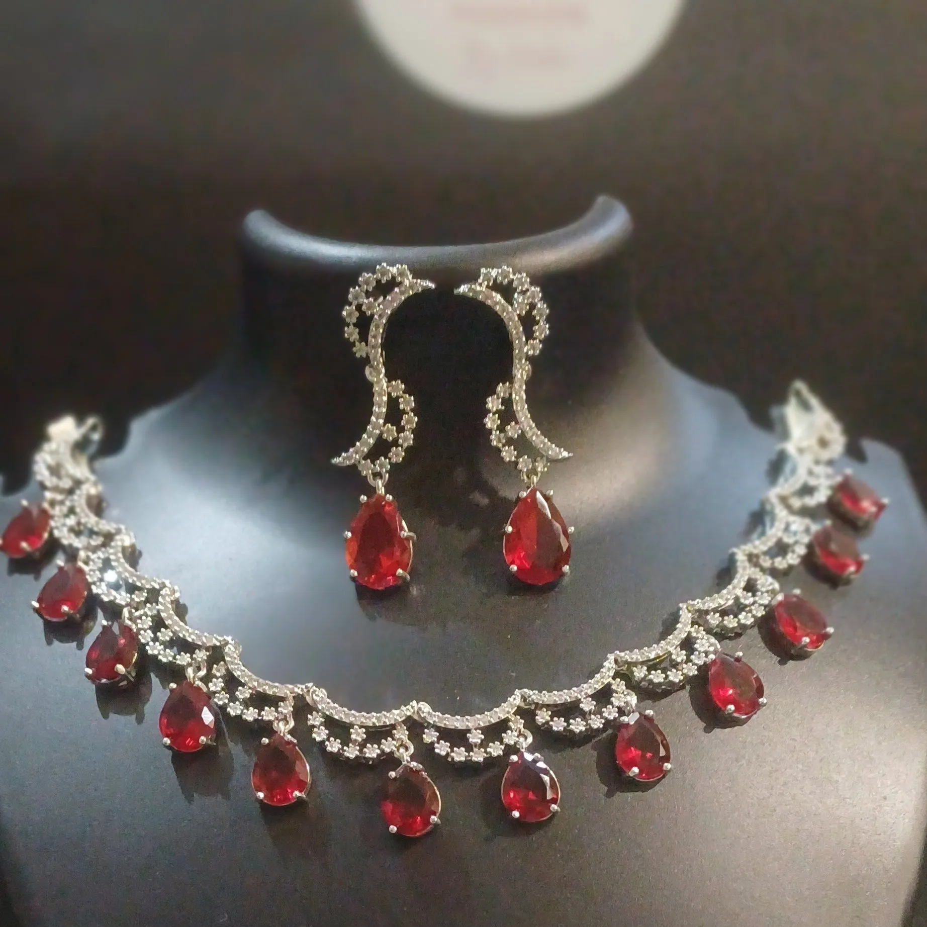 Rubylicious statement necklace with designer earrings