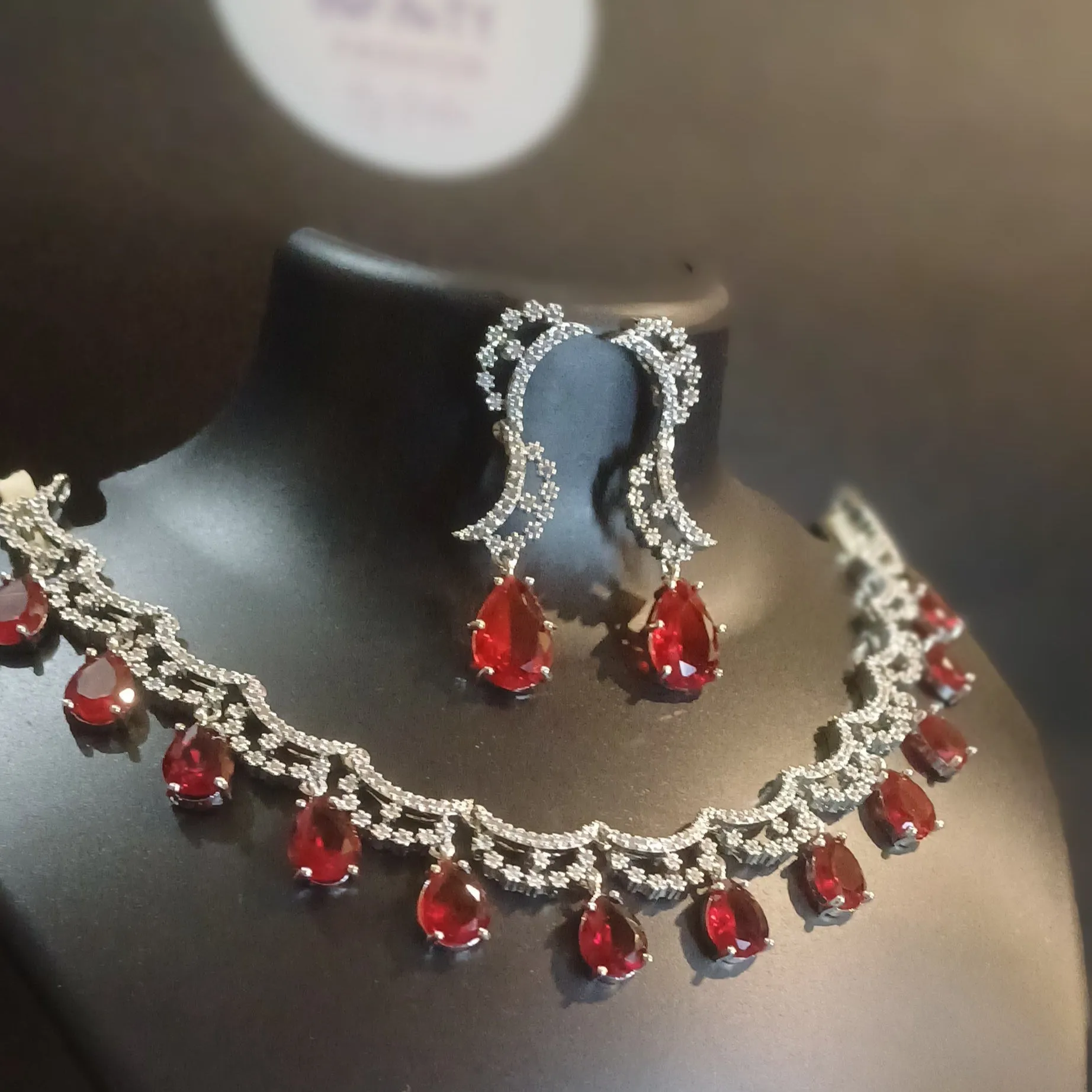 Rubylicious statement necklace with designer earrings