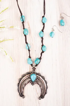 SALE! Ridgeland Naja Turquoise Cord Necklace and Earring Set