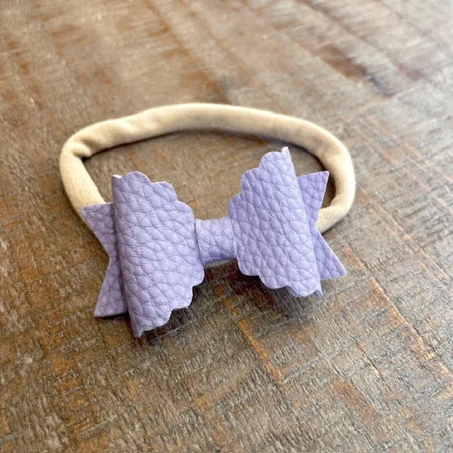 Scallop Pleather Bow Headband