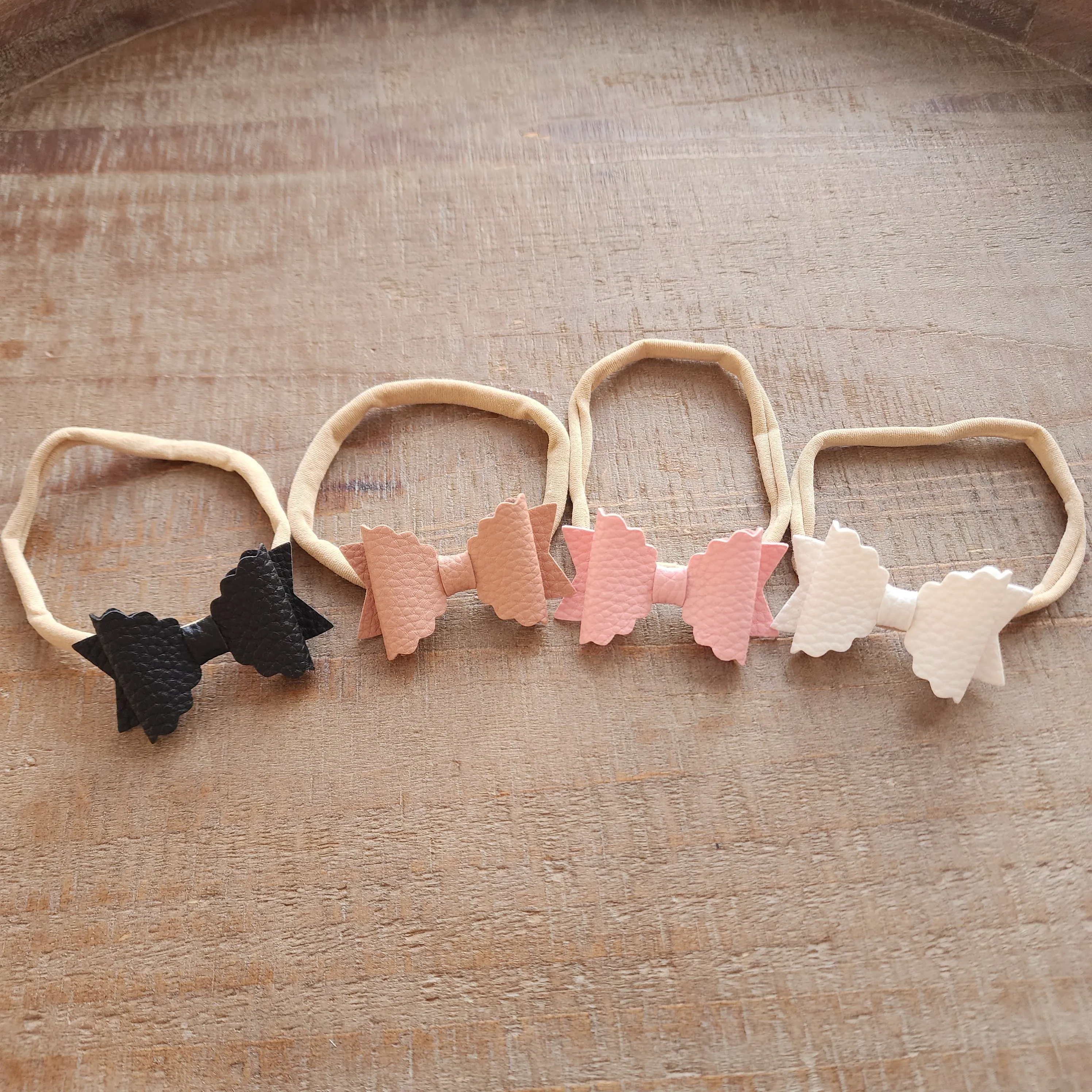 Scallop Pleather Bow Headband